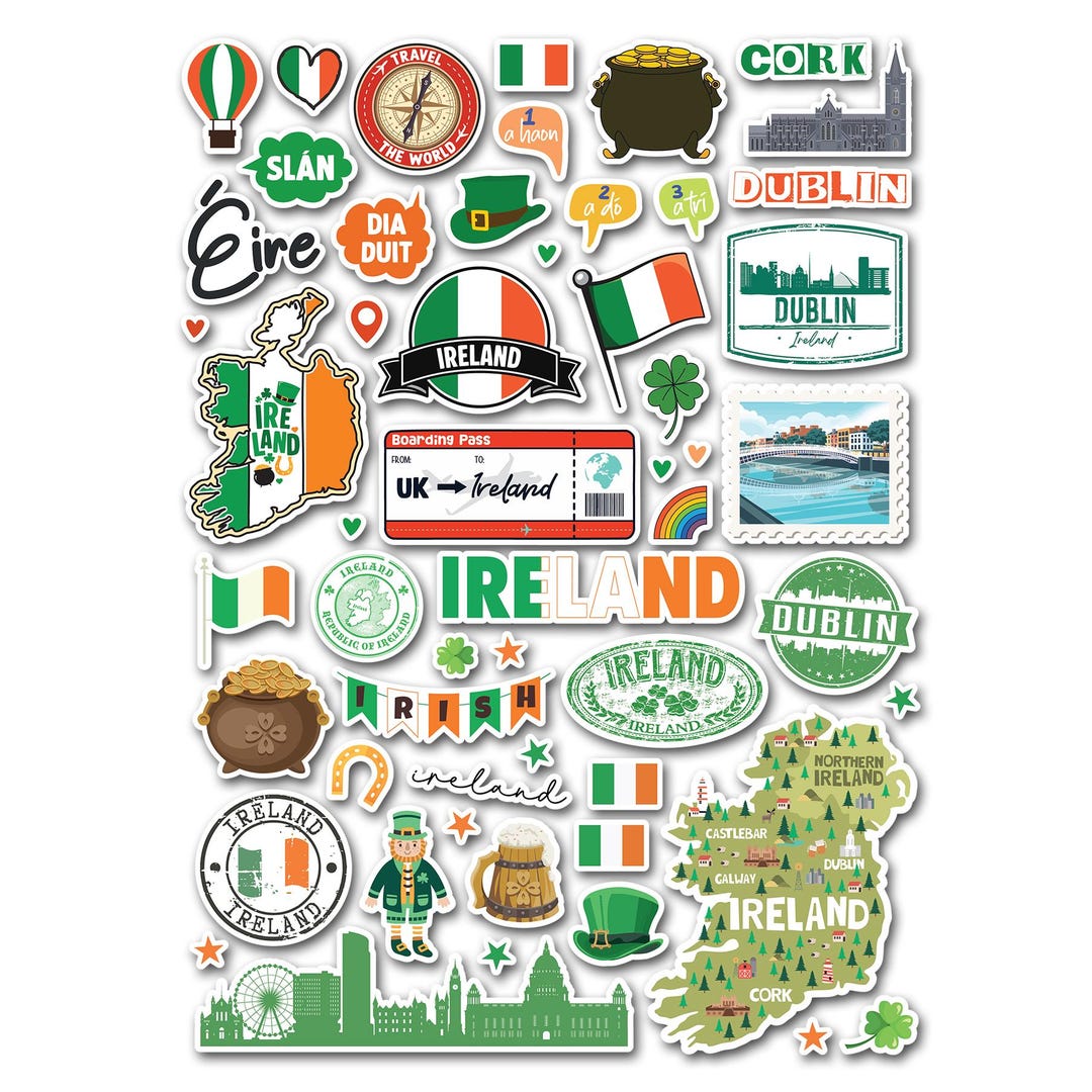 A4 Sticker Sheet Ireland Landmarks Vinyl Stickers - Irish Dublin City ...