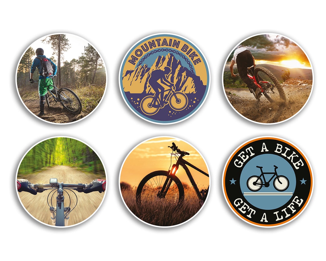6 X 10cm Mountain Bike Vinyl Stickers - Adventure Cycle Biking off Road ...