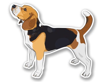 2 x 10cm Beagle Dog Vinyl Stickers - Chiens Animaux Animaux De compagnie Cartoon Beagles Voyage Bagages Ordinateur Portable Cadeau Garçons Autocollant #4122