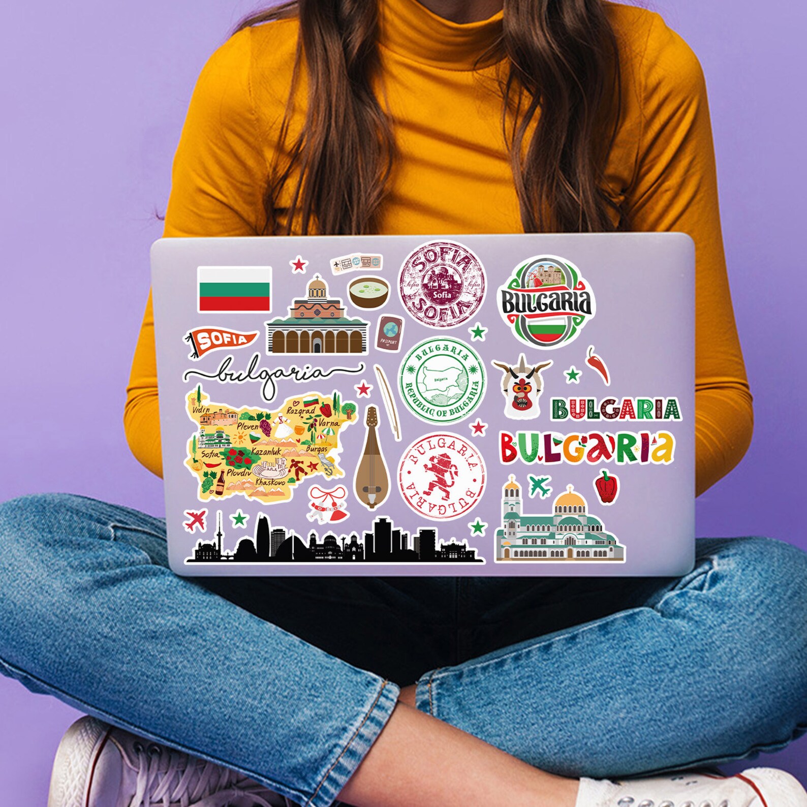 A4 Sticker Sheet Bulgaria Landmarks Vinyl Stickers - Bulgarian City Map ...
