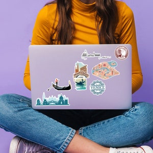 A5 Sticker Sheet Venice Landmarks Vinyl Stickers - Gondola Italy Italian Art City Map Stamp Skyline Travel Holiday Culture Aesthetic #78507 image 3