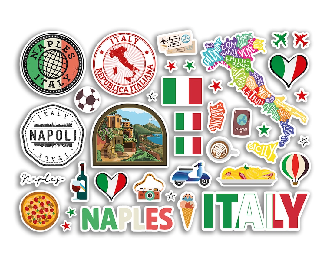 A5 Sticker Sheet Naples Landmarks Vinyl Stickers Italy - Etsy