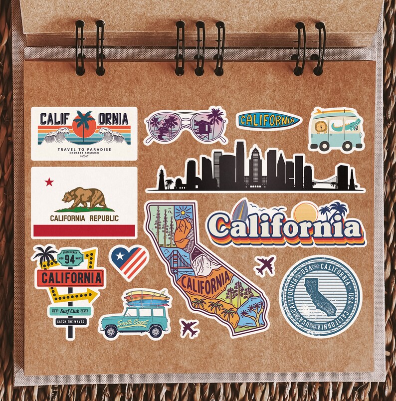 A5 Sticker Sheet California Landmarks Vinyl Stickers USA Etsy UK