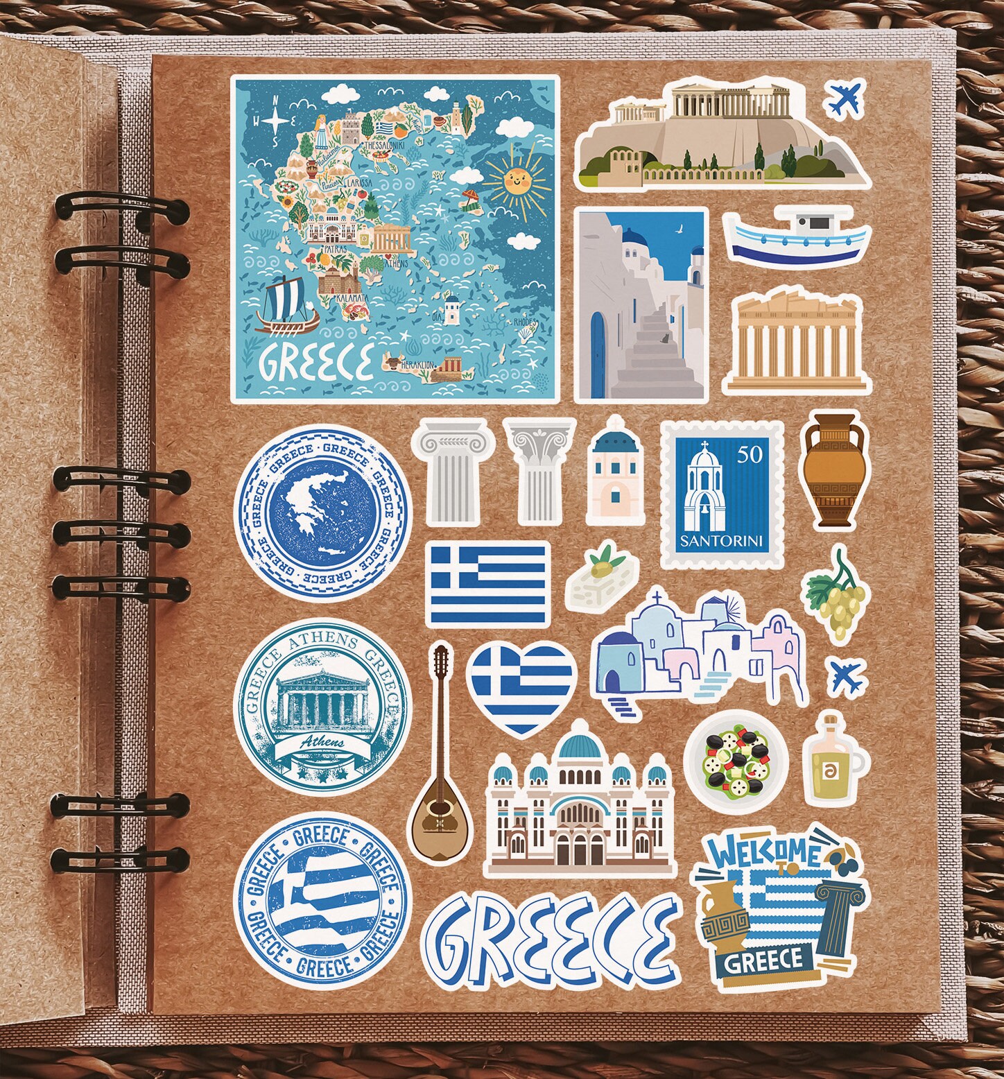 Greek Sticker Buildings A4 Sticker Sheet Greece Landmarks Vinyl Stickers - Greek Athens City ...
