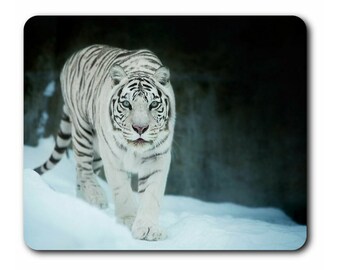 1 x tapete de mouse tigre branco-animal inverno gato selvagem acessórios de mesa aniversário computador escritório trabalho casa mousepad almofada pc presente #3729