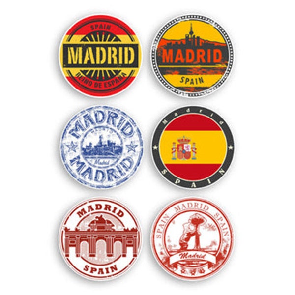 6 x 8cm Madrid Spain Vinyl Stickers - Spanish Europe European Holiday Travel Illustration Landmarks Gift Kids Boys Girls Sticker #30018