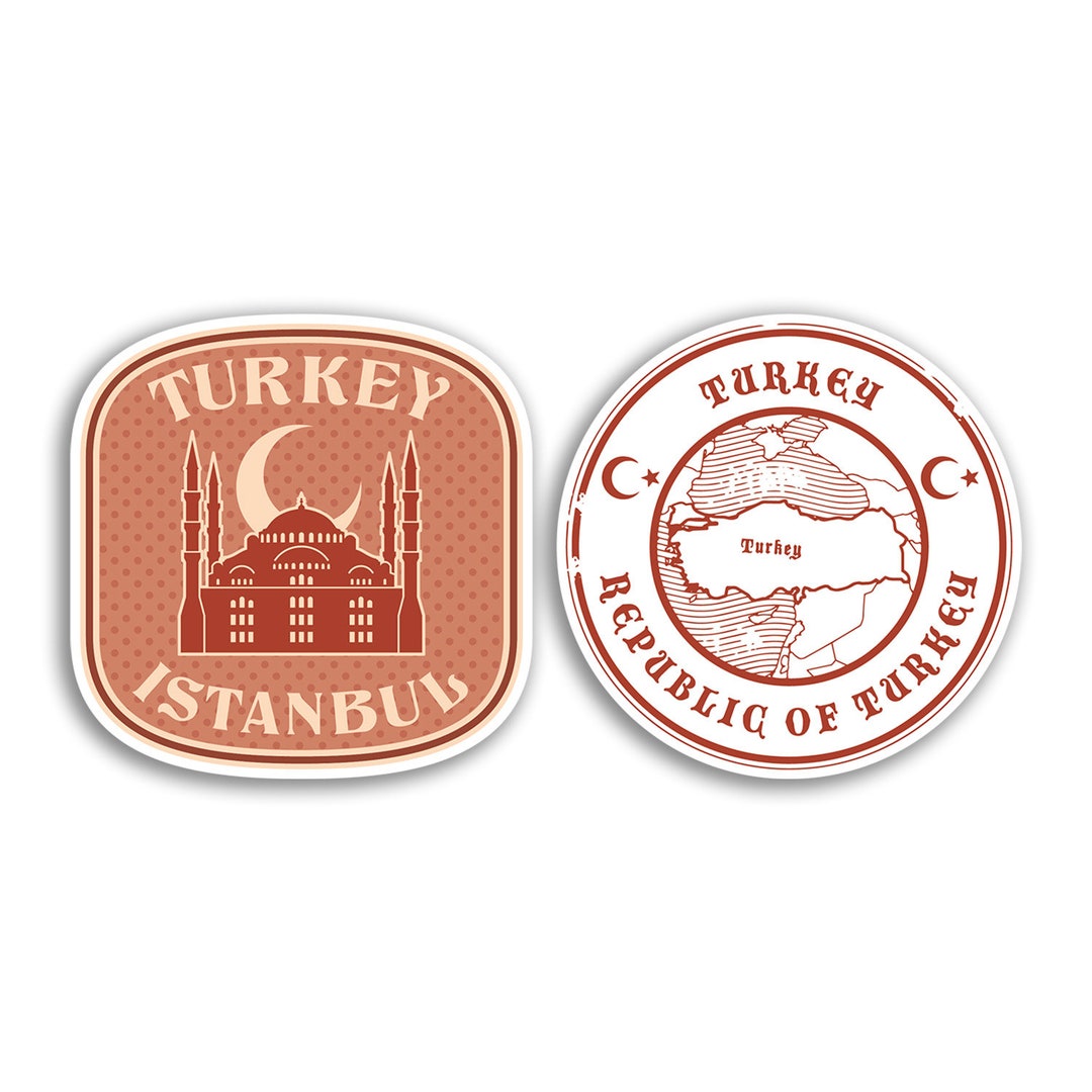Turkce Sticker 2 X 10cm Turkey Vinyl Stickers - Turkish Istanbul Map Flag Holiday ...