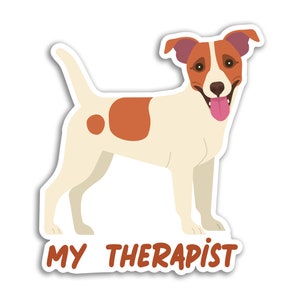 2 x 10cm Therapist Dog Vinyl Stickers - Jack Russell Terrier Cartoon Illustration Puppy Animals Pets Support Laptop Home Sticker #79882