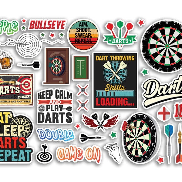 A4 Sticker Sheet Darts Vinyl Stickers - Player Club Pub Men Women Kids Sport Hobbies Hobby Travel Scrapbooking Journal Decor Gift #81271