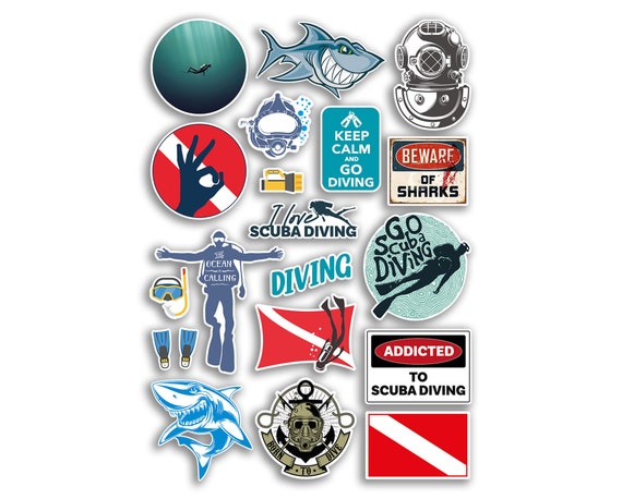 A4 Sticker Sheet Scuba Diving Vinyl Stickers Diver Dive Beware Shark Sea  Fish Ocean Addicted Love Scrapbook Travel Hobby Gift 78889 -  Canada