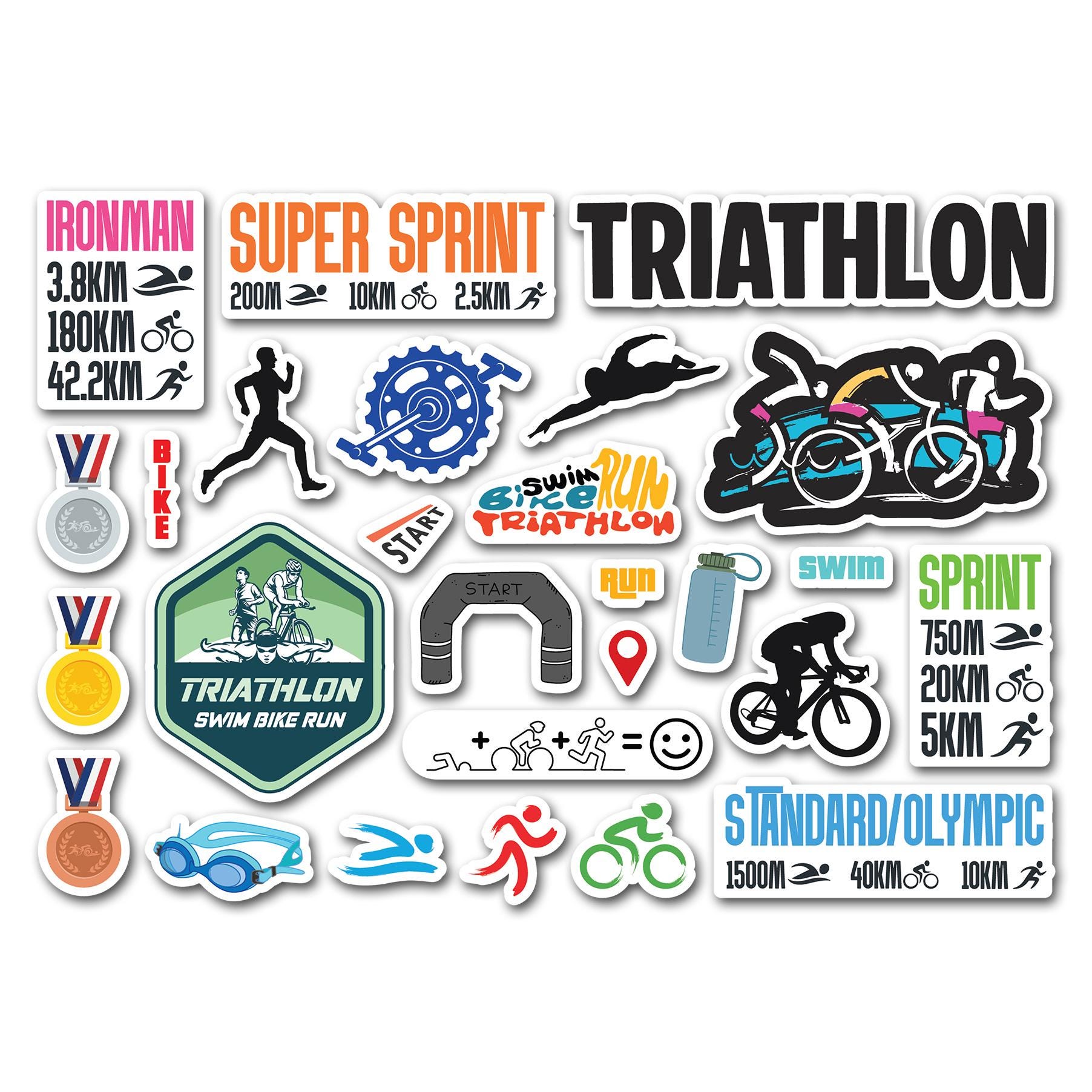 Triathlete Swim Bike Run Triathlon Vinyl Decal Sticker