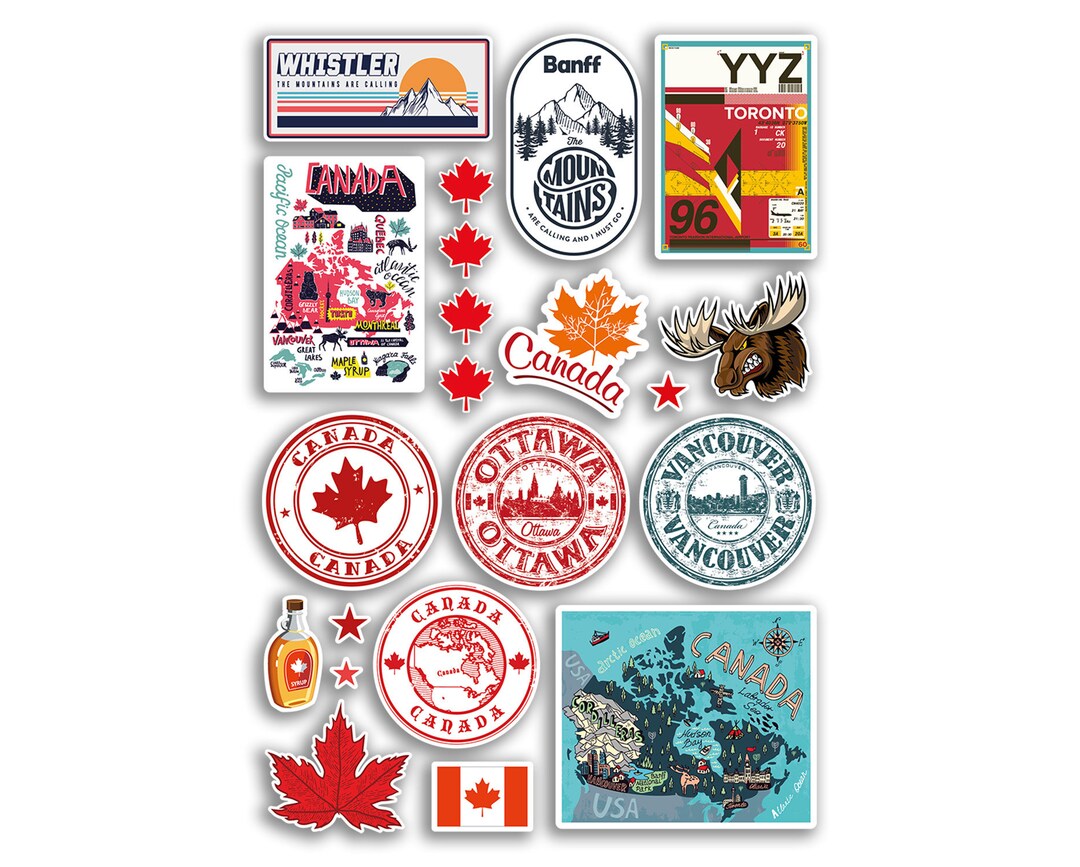 A4 Sticker Sheet Canada Landmarks Vinyl Stickers Canadian Toronto ...