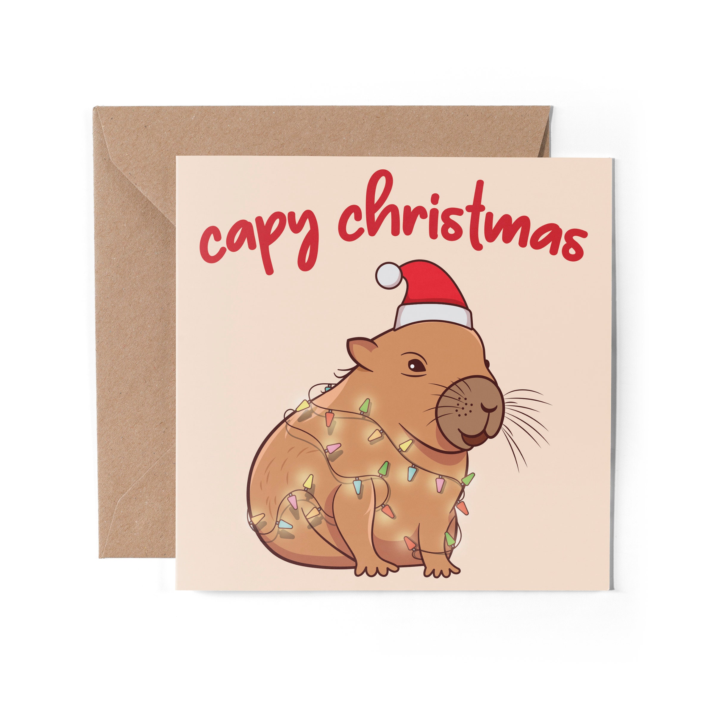 Merry Christmas Greeting Card With Cute Skating Capybara In A Scarf. Winter Sports. 34825614 Vector Art At