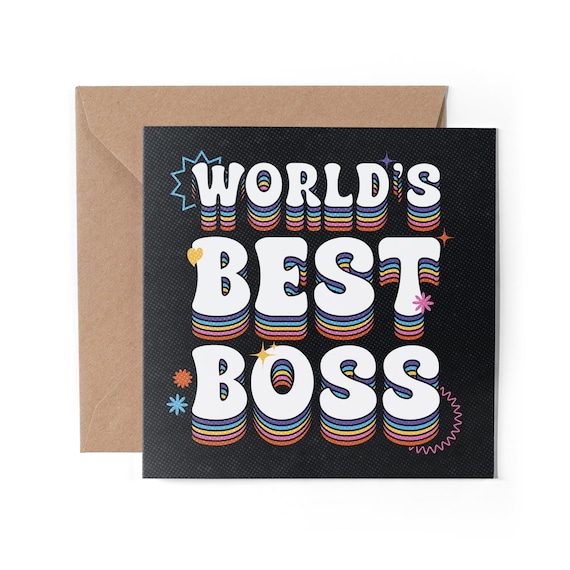 x World's Best Boss Greeting Card Work Job Groovy Number  Birthday Christmas Congratulations Thank You Celebration #81627