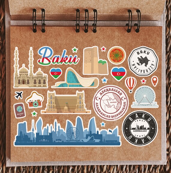 Autocollant Vinyle Bakou Azerbaïdjan - Skyline Et Monuments, Décoration Murale Ou Vitre, Neuf