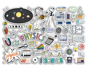 A4 Sticker Sheet Physics Vinyl Stickers - Science Astrology Exam Fan Lesson School Book Project Cover Label Decal Kids Teen Education #81085