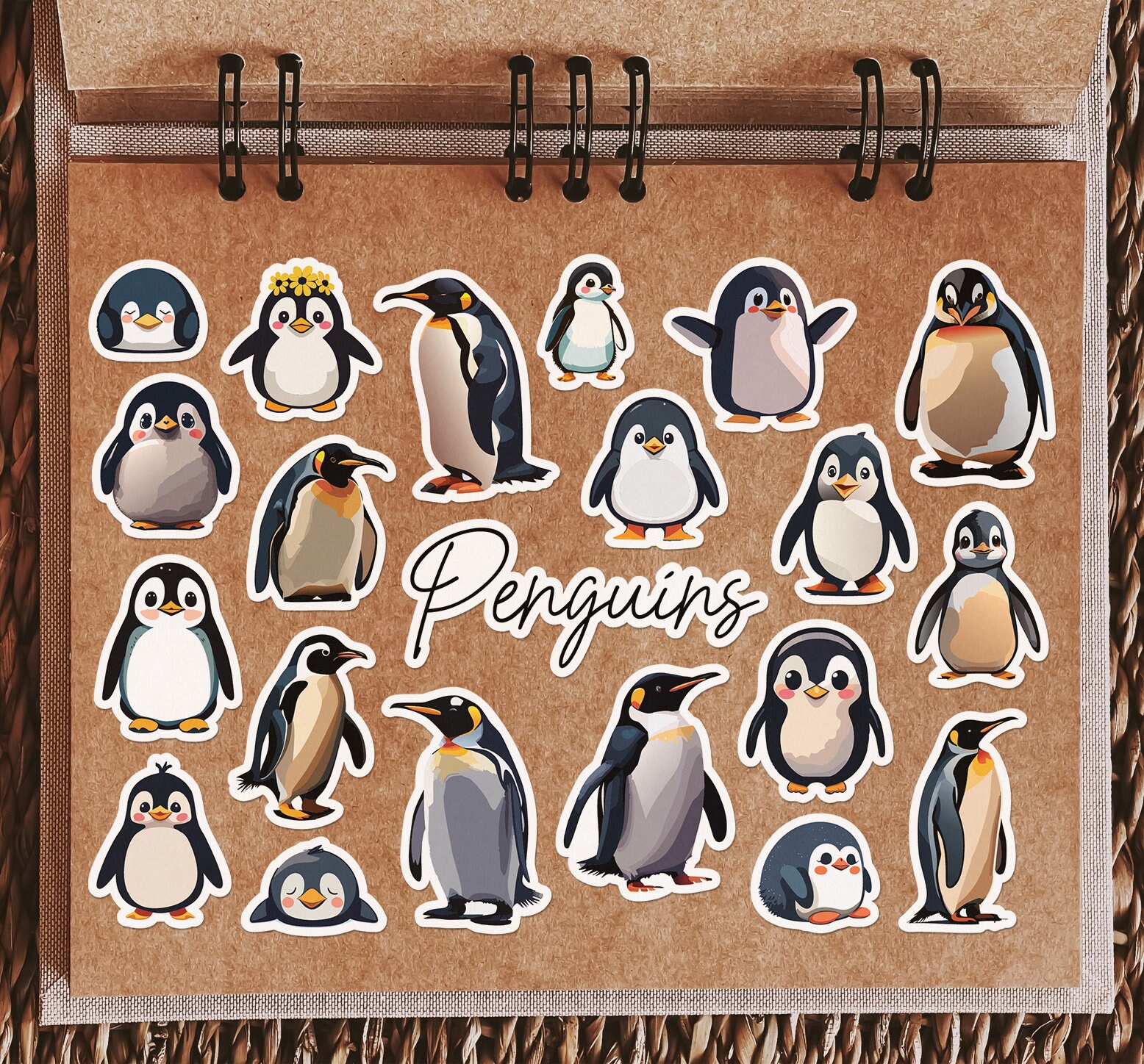 A5 Aufkleber-Bogen Mit Niedlichen Pinguinen – Glänzendes Vinyl, 100 Micron, Ideal Für Laptop, Auto & Scrapbooking