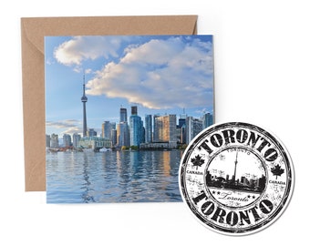 1 x Greeting Card & Vinyl Sticker Set - Toronto Canada Canadian Travel Holiday Landmark Map Flag City Friend Girls Boys Scrapbook #79951