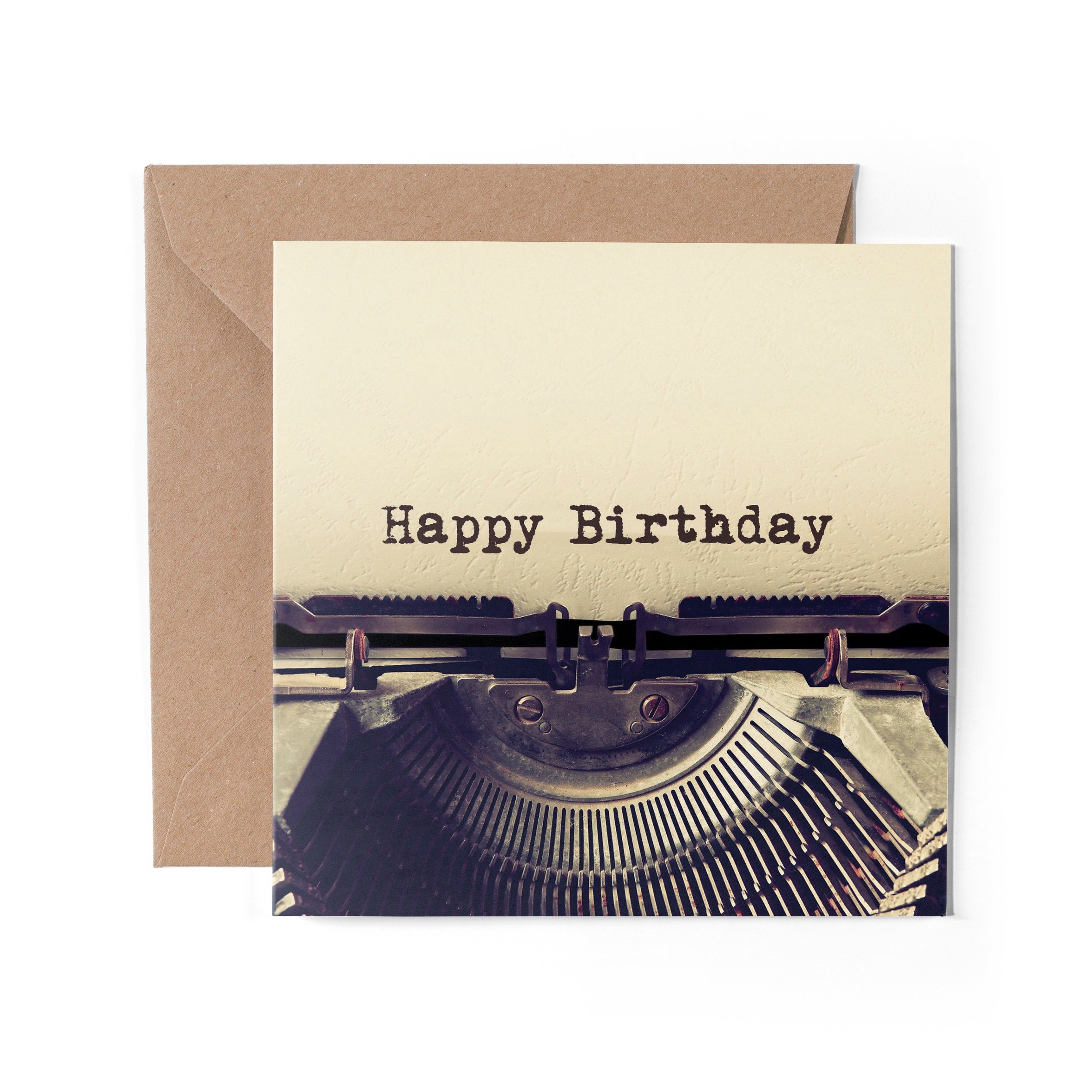 1 X Greeting Card - Happy Birthday Typewriter Vintage Author