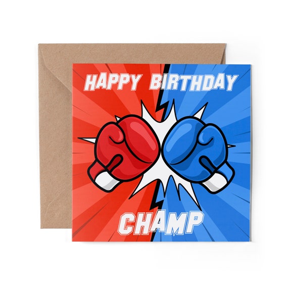 Biglietto D'auguri Con Guantoni Da Boxe E Piccioni Volanti, Formato 144x148 Mm, Interno Bianco Per Messaggio, Con Busta - 2