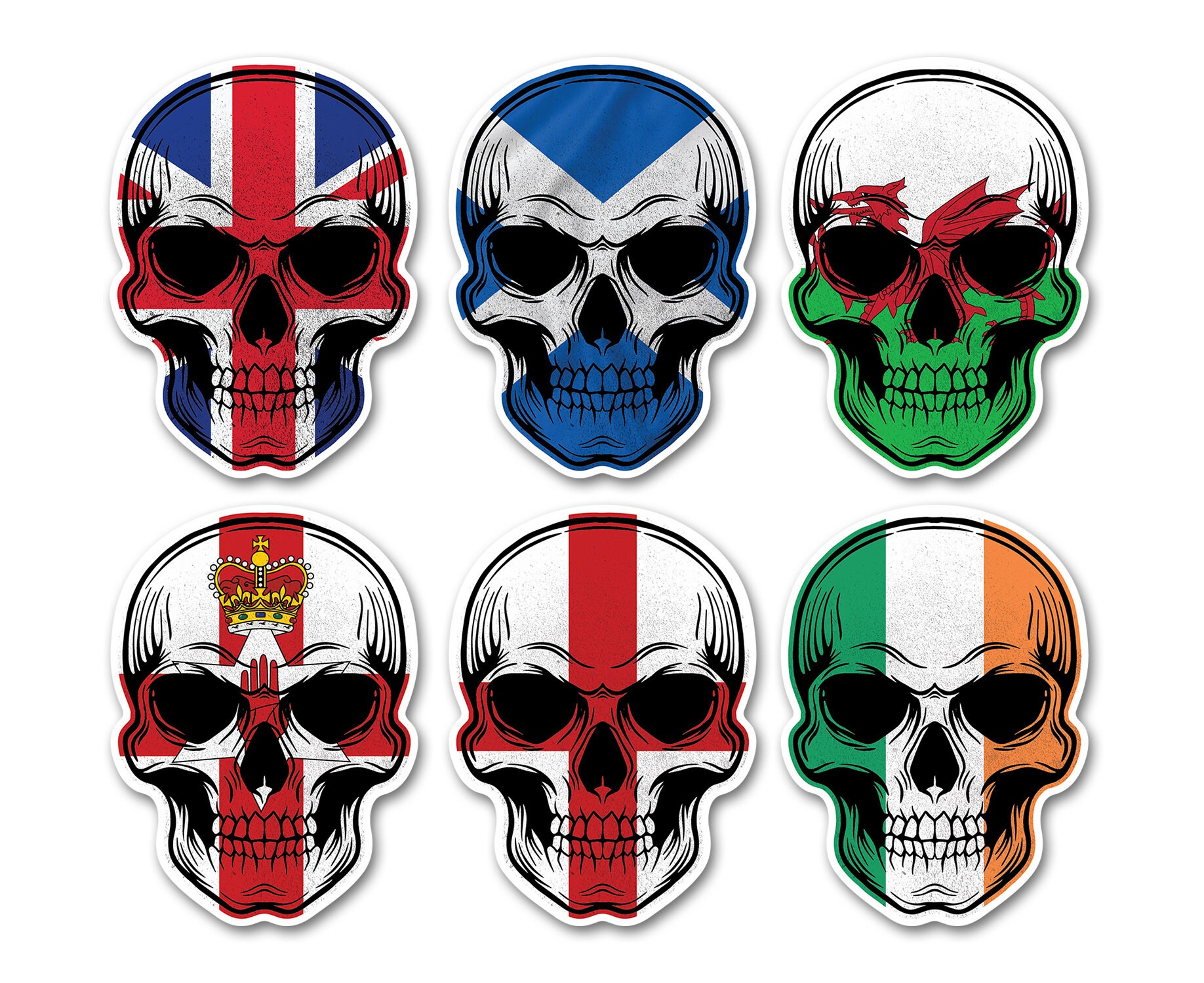 Skull With Head Bandana & Union Jack Flag Vinyl Sticker – British GB Car Decal – Sticker Licker SLSkullHeadUJ
