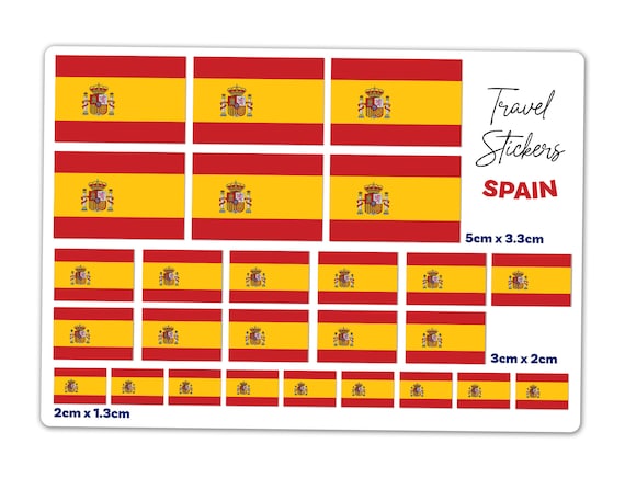 A5 Aufkleberbogen Spanien-Flagge – Vinyl-Aufkleber In 3 Größen (2-5 Cm), Für Reise, Scrapbooking, Auto