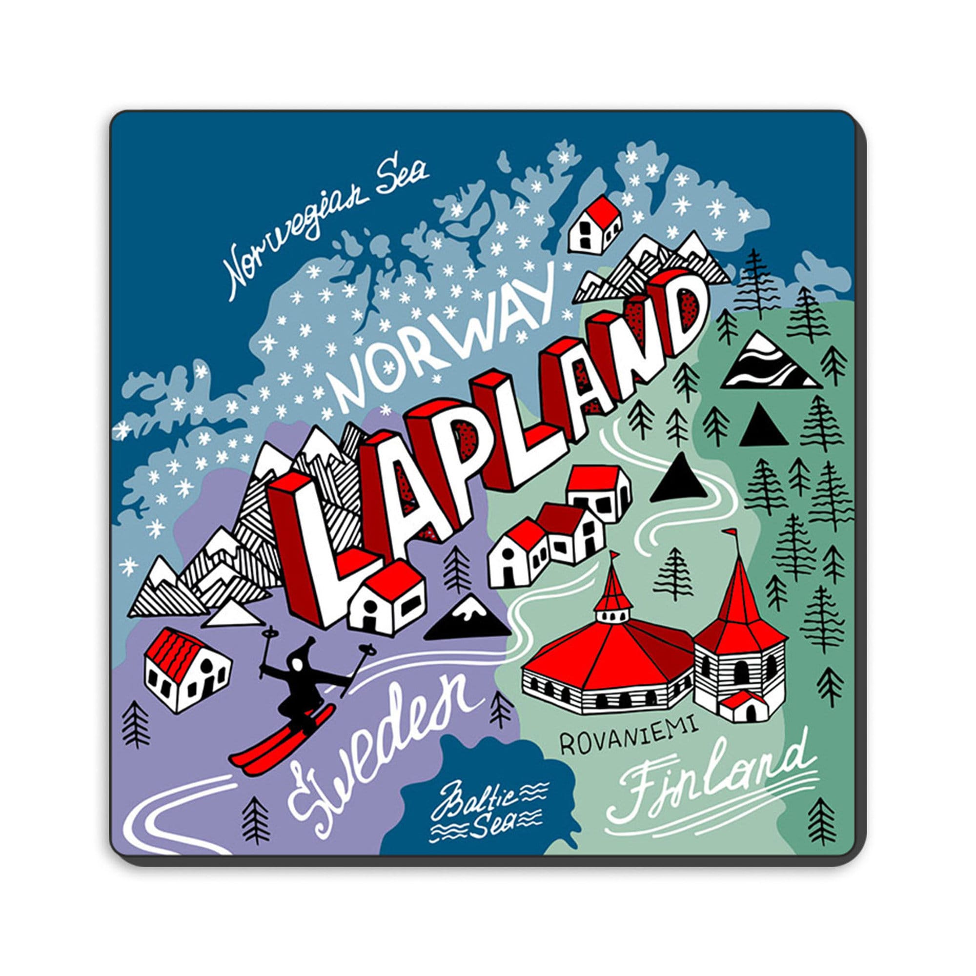 Calamita Da Frigorifero Con Aurora Boreale - Reykjavik Islanda, Decorazione 3D In Erba, 5x5 Cm