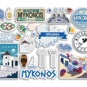 A5 Sticker Sheet Mykonos Vinyl Stickers - Greece Landmarks Holiday Travel #79101