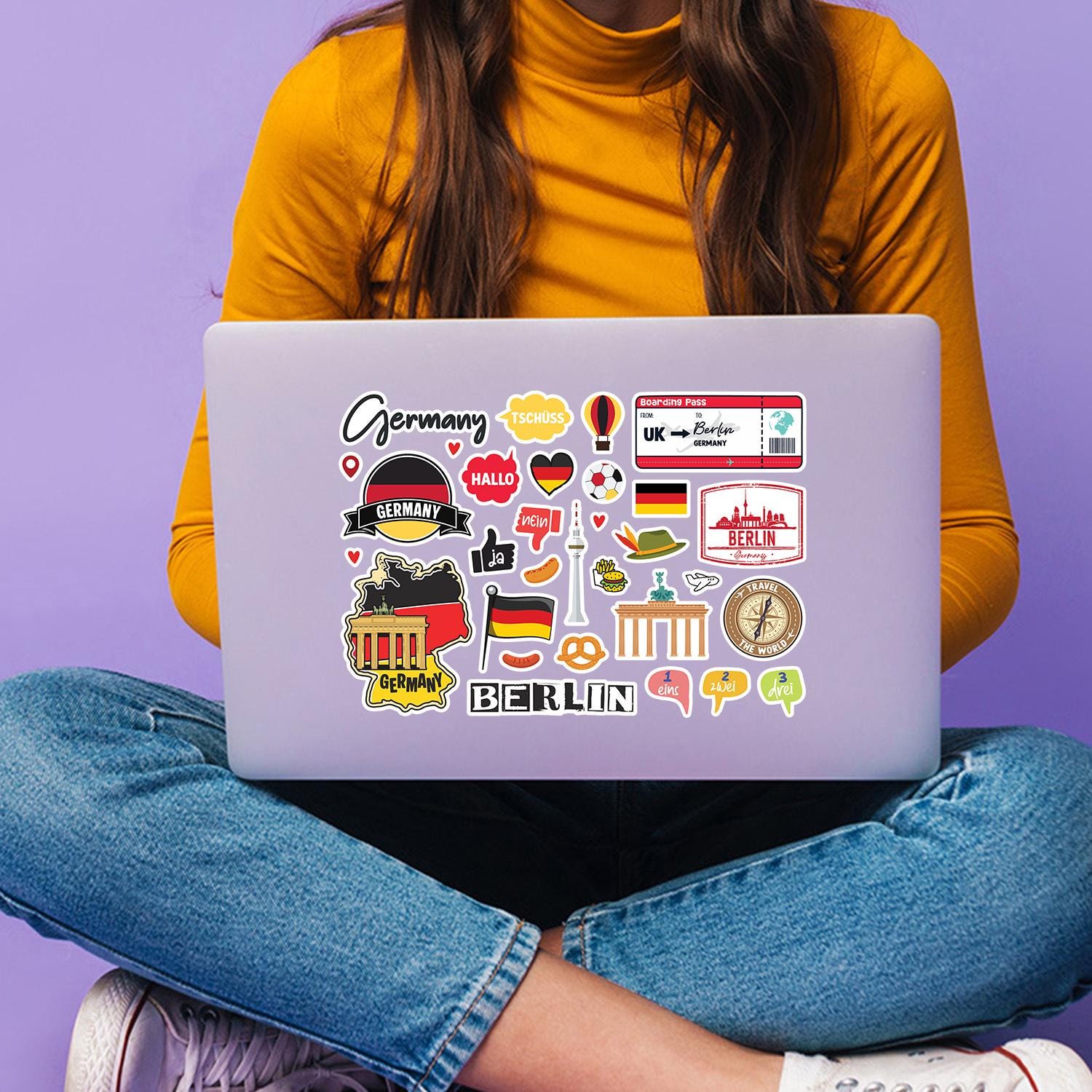 Germany Sticker Design A5 Sticker Sheet Germany Landmarks Vinyl Stickers - Berlin German Map ...