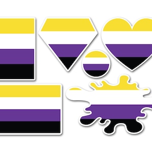 A5 Sticker Sheet Non Binary Flag Vinyl Stickers - Non-Binary Pride LGBTQ Love Scrapbook Decoration Label Friend Girls Boys Aesthetic #82265