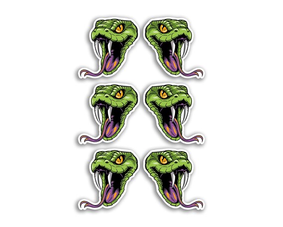 6 Stück Vinyl-Aufkleber Mit Grüner Viper – 5 Cm Cartoon-Tierdesign Für Laptop, Auto & Basteln