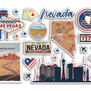 A5 Sticker Sheet Nevada Landmarks Vinyl Stickers - USA America Vegas ...