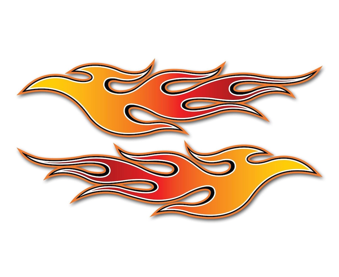 2 X 85cm Flames Vinyl Stickers - Fire Blaze Cool Vehicle Car Bike Speed ...