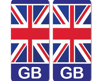 2 pegatinas de vinilo para matrícula de motocicleta GB: pegatinas para matrícula de vehículo de viaje con bandera de Europa, tamaño 24 mm x 54 mm, n.º 82540