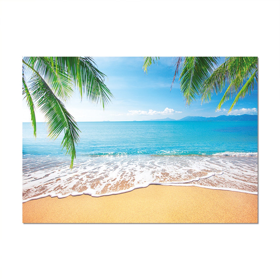1 X Beautiful Tropical Beach Poster Tranquil Waves Sea Etsy UK