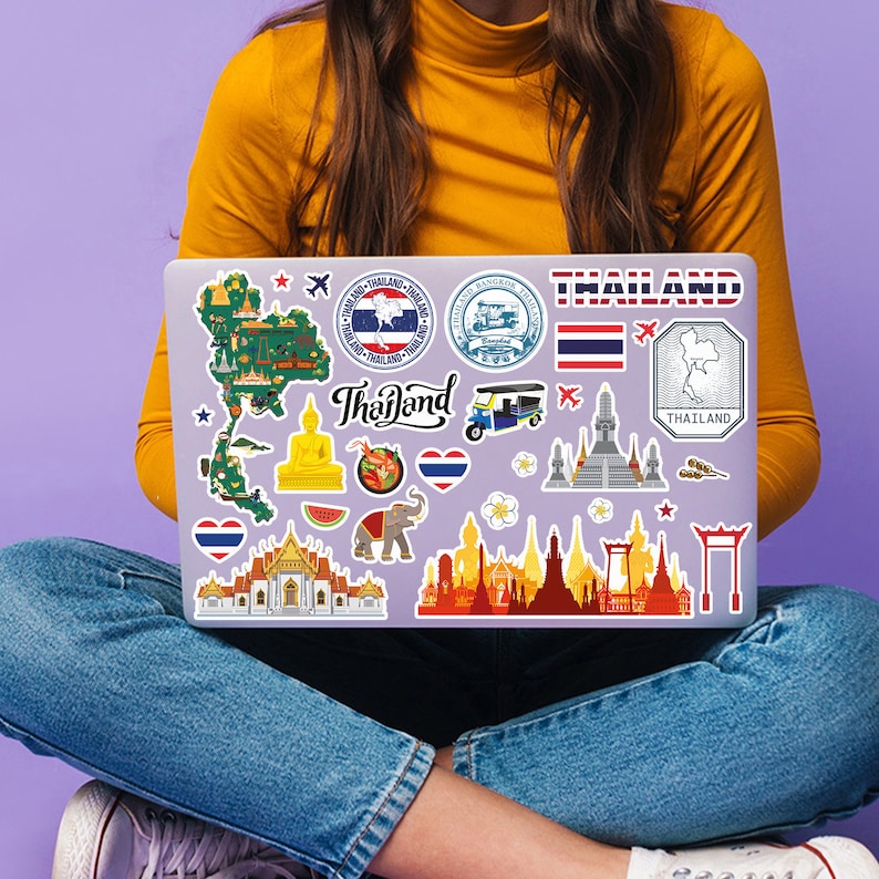 Thai Sticker Sticker A4 Sticker Sheet Thailand Landmarks Vinyl Stickers - Bangkok City Map ...