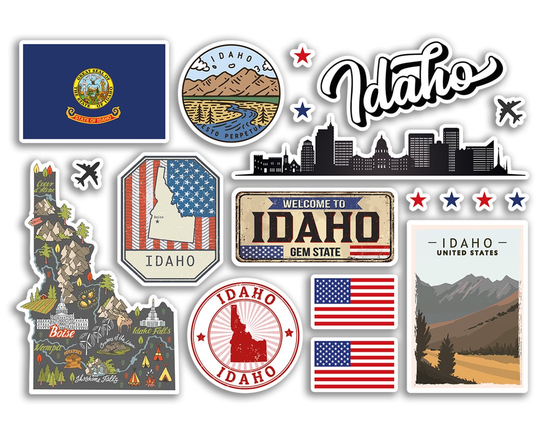A5 Sticker Sheet Idaho Landmarks Vinyl Stickers - USA America States ...