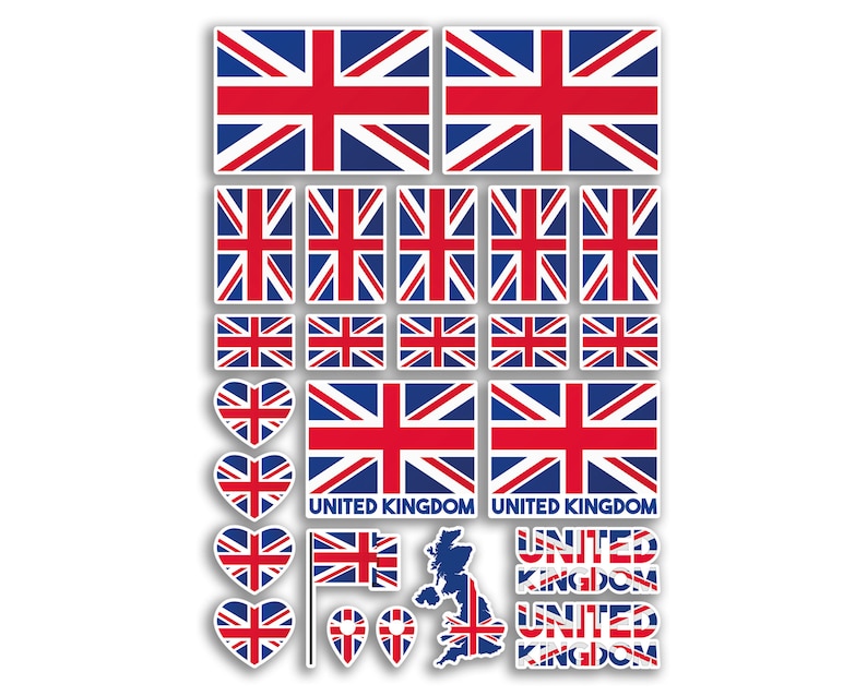 A4 Sticker Sheet United Kingdom Flags Vinyl Stickers - Union Jack Great ...