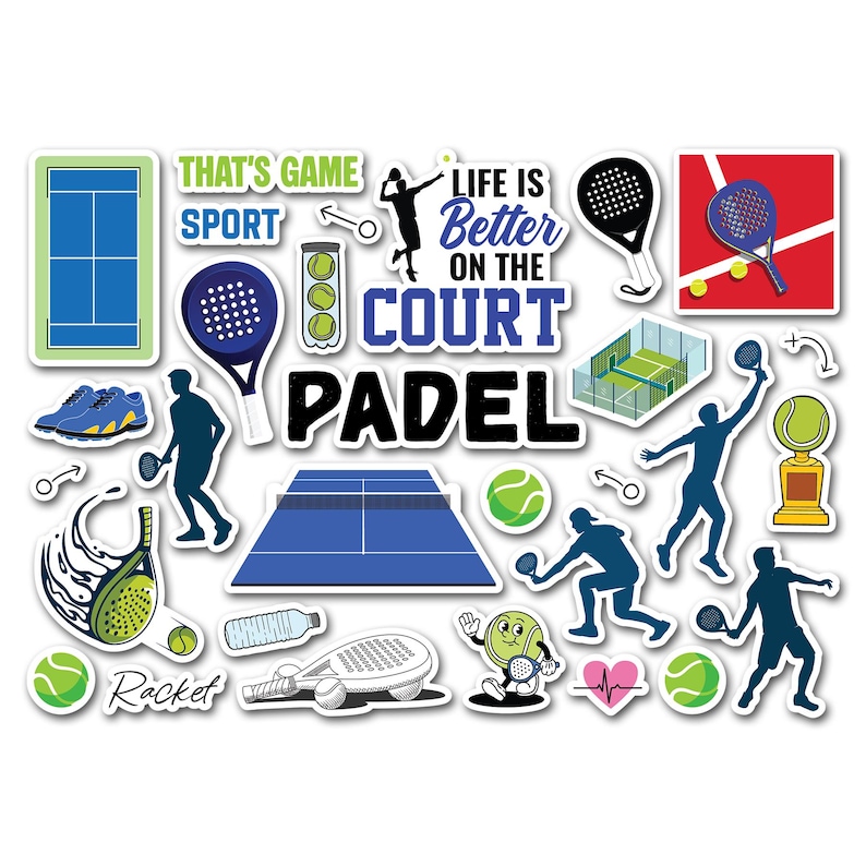 A5 Sticker Sheet Padel Vinyl Stickers - Racket Game Tennis Sport Puns ...