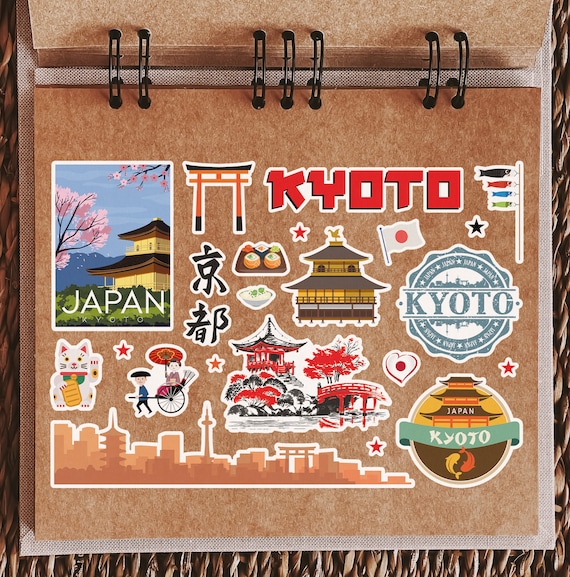 A5 Sticker Sheet Kyoto Landmarks Vinyl Stickers - Japan Japanese