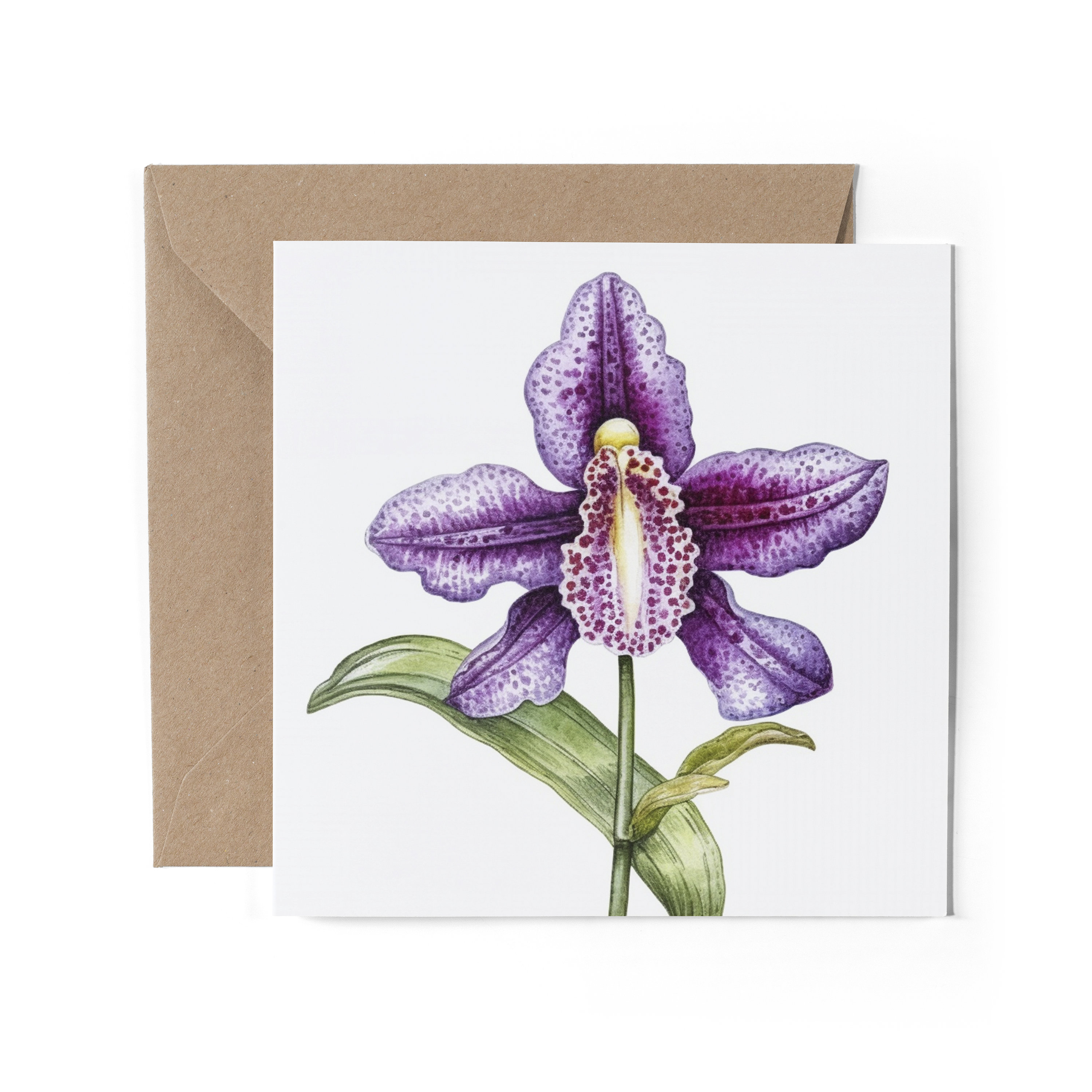 Uma Pintura Em Aquarela De Uma Flor De Orquídea Roxa Com Flores Azuis E  Roxas 46210310, image size:3000x3000