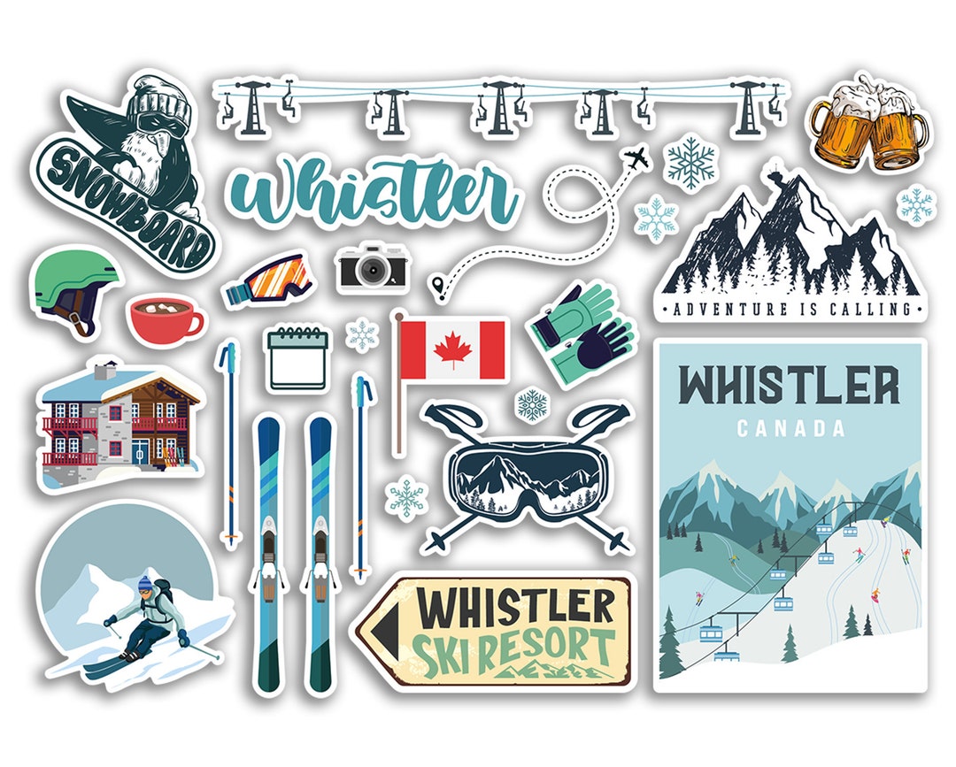 A5 Sticker Sheet Whistler Vinyl Stickers - Canada Ski Resort Mountains ...