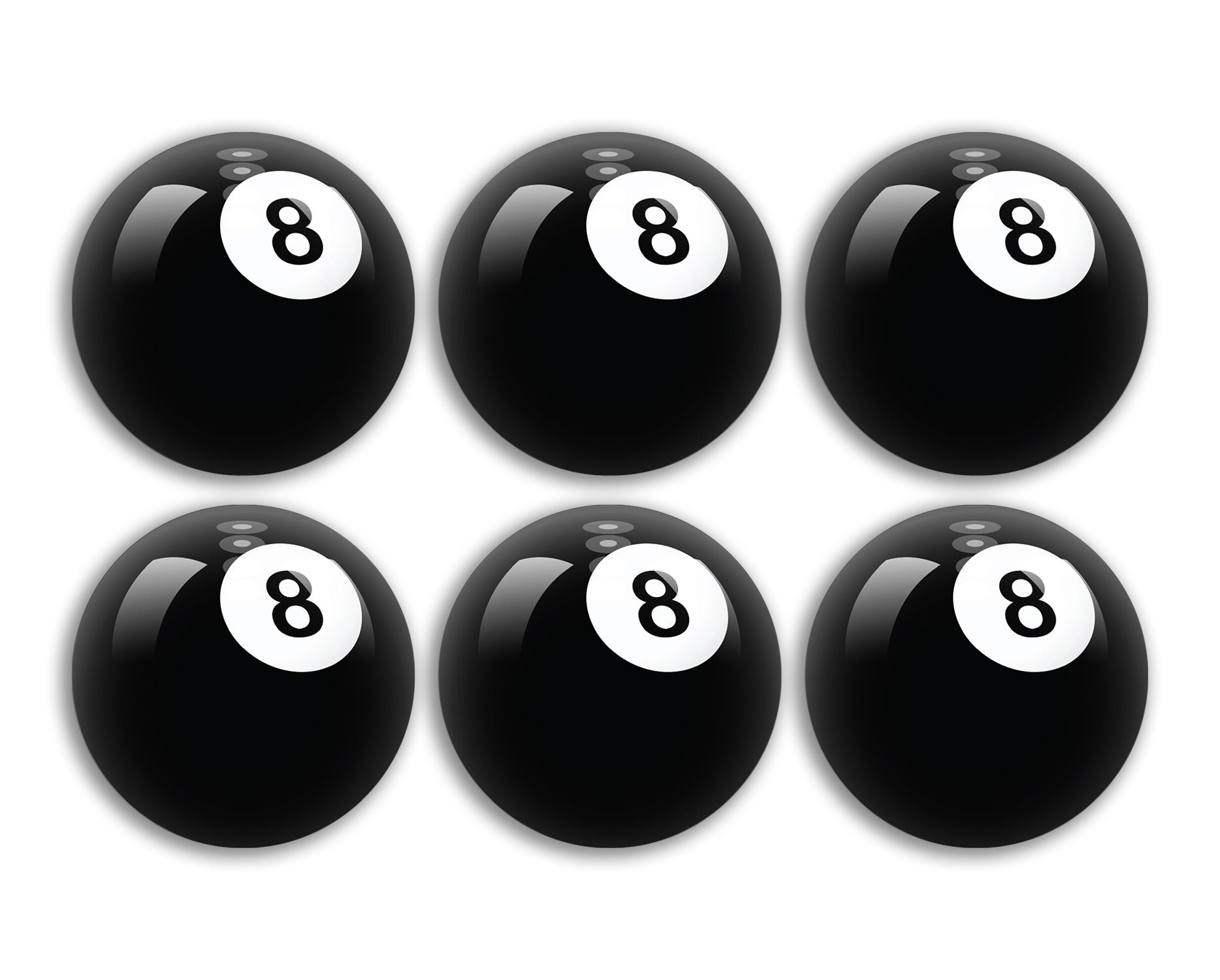 8 Schwarze Vinyl-Aufkleber – Snooker-Bälle Design, Je 5 Cm, Ideal Für Laptop, Auto & Basteln