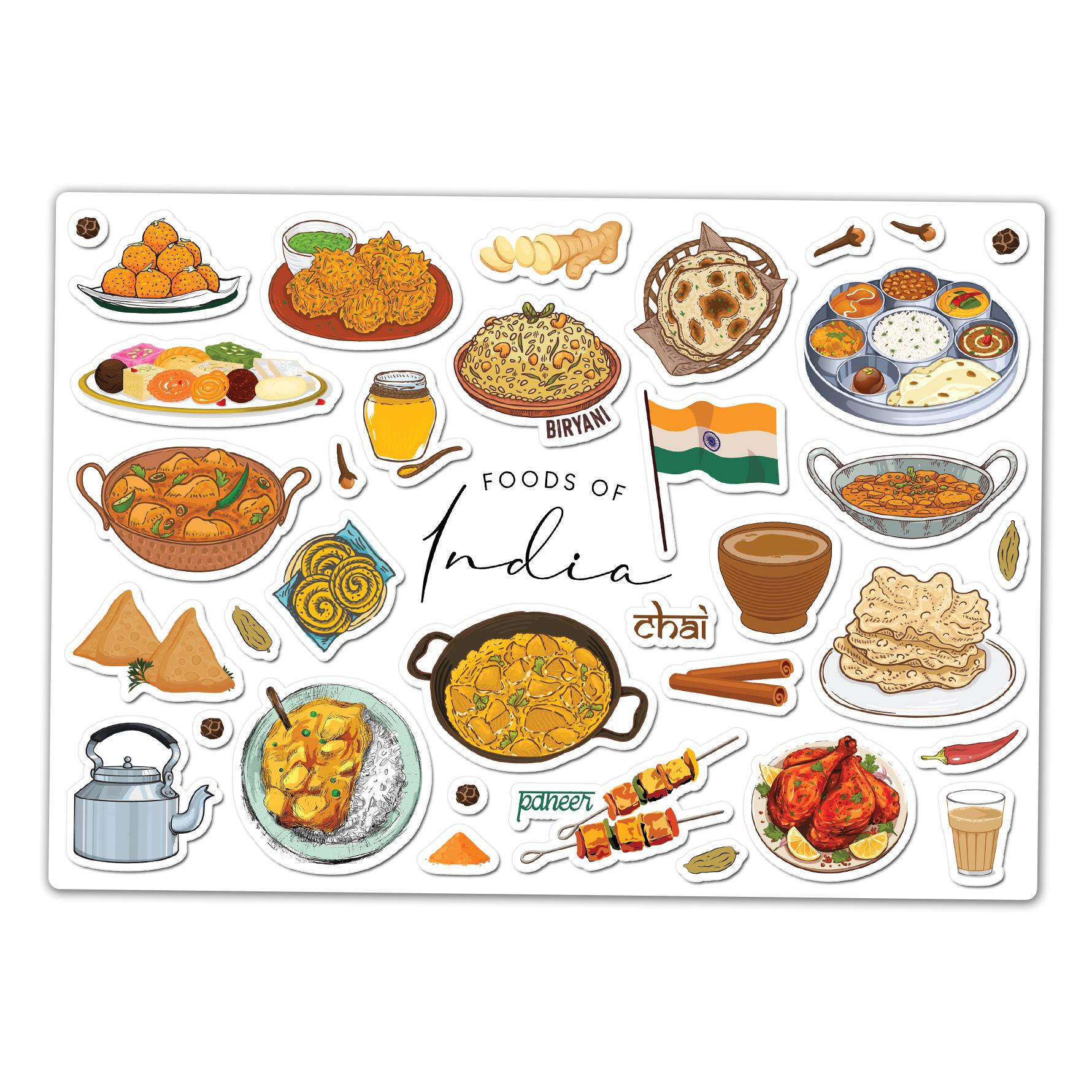Indian Chef Sticker A5 Sticker Sheet Indian Cuisine Vinyl Stickers - India Curry Food ...