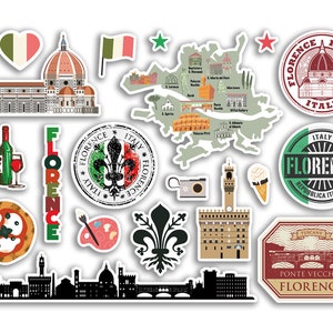 A5 Sticker Sheet Italy Landmarks Vinyl Stickers Italian Rome Map Airport  Stamp Skyline Flag Travel Holiday Country City Aesthetic 80294 