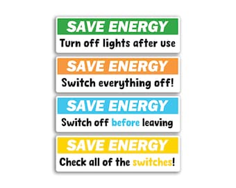 Aufkleber „Switch Off Before Leaving“ – Energiesparende Hinweisaufkleber, 66x19 Mm, 4 Stück