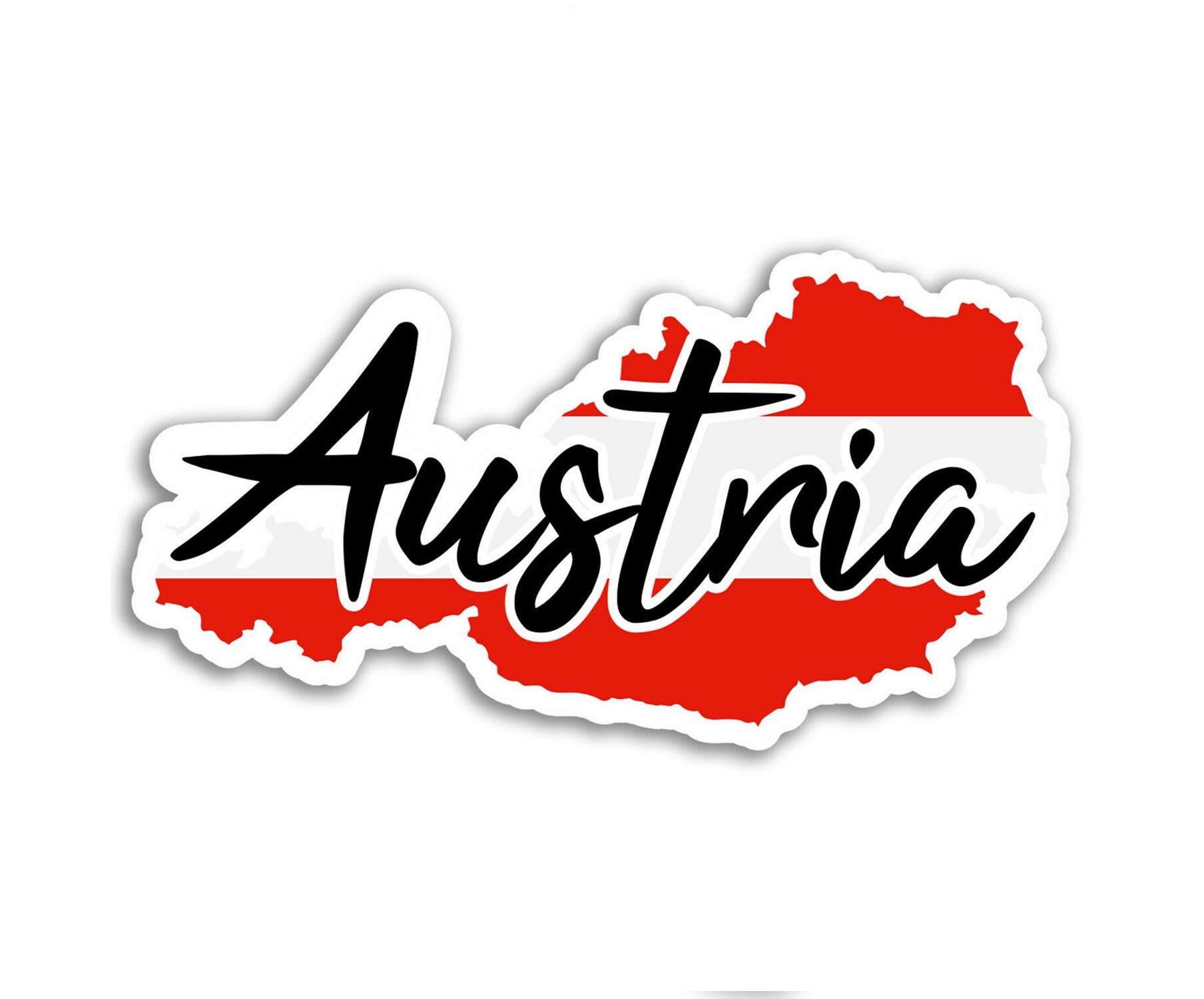 Österreich Herz-Flaggen Aufkleber - 4er Set Vinyl, 10 Cm Rot-weiß