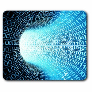 May include: A blue and black digital background with a tunnel of binary code. The code is in a white font and appears to be swirling into a bright white light.