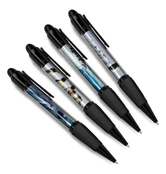 Set of 4 Penguins Black Ballpoint Pens Sea Creature Funny