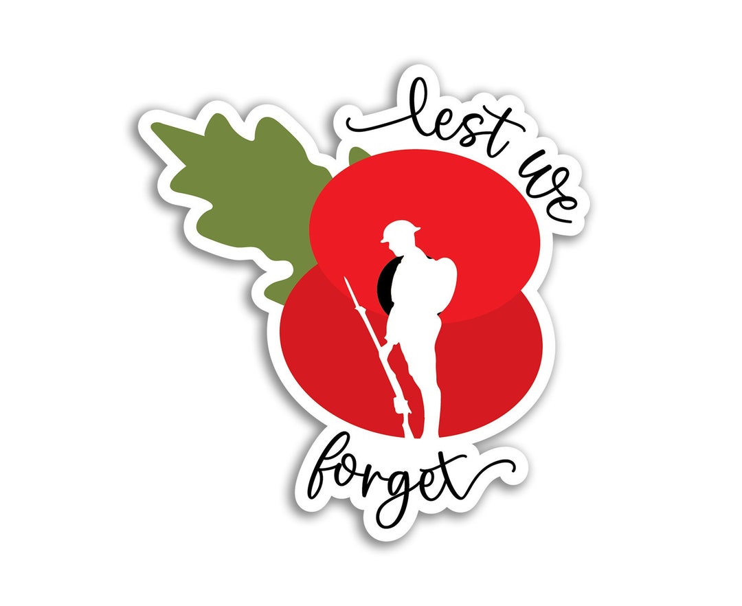 Lest We Forget Remembrance Day Poppy Car Decal – Vinyl Window Sticker (Glossy, UK Made, Phill Smith Design & Print)